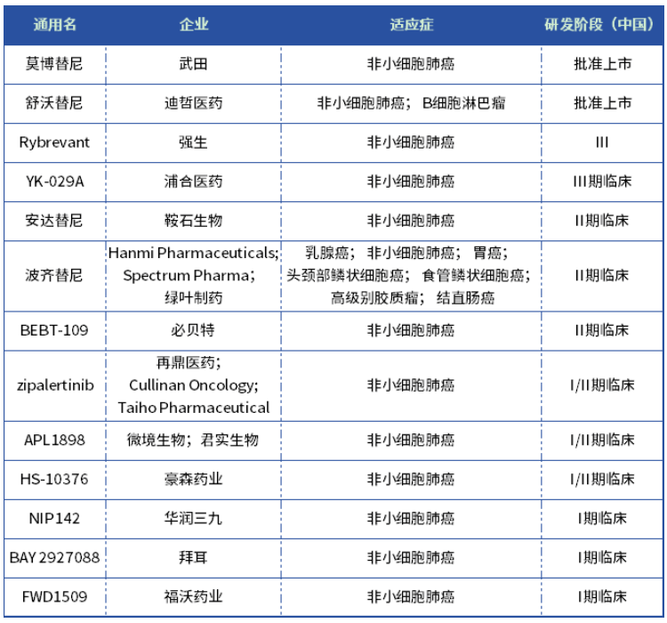 3款上市，10余款在研！EGFR Exon20靶向药谁在抢跑？